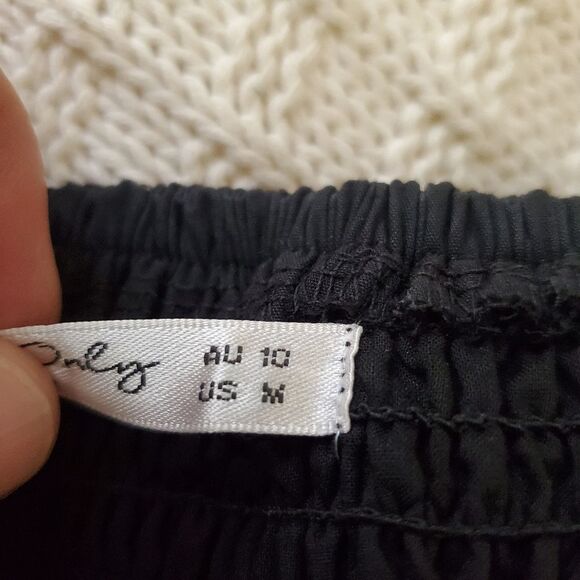 🌹 ONE AND ONLY 🌹 Tiered Front Tie Mini Dress - [Medium, Black] - Picture 12 of 13